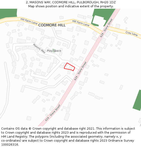 2, MASONS WAY, CODMORE HILL, PULBOROUGH, RH20 1DZ: Location map and indicative extent of plot