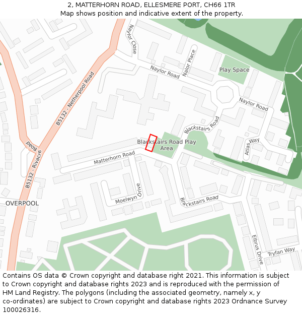 2, MATTERHORN ROAD, ELLESMERE PORT, CH66 1TR: Location map and indicative extent of plot