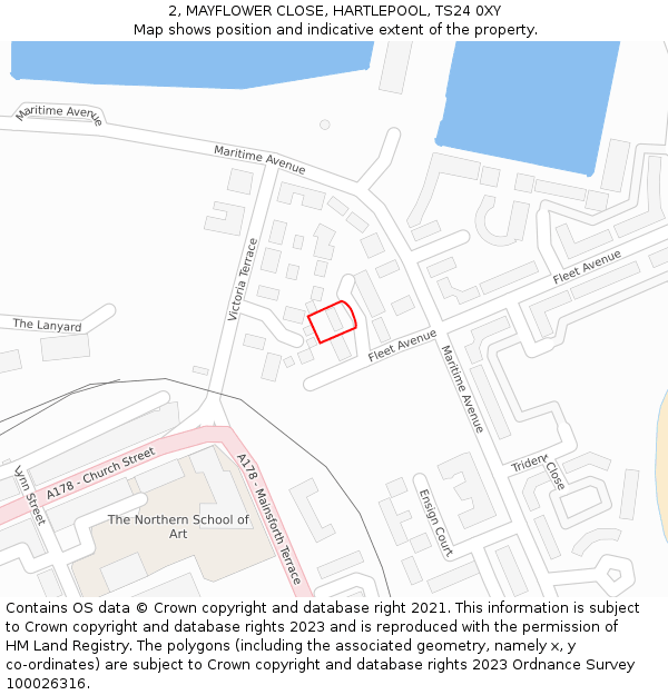 2, MAYFLOWER CLOSE, HARTLEPOOL, TS24 0XY: Location map and indicative extent of plot