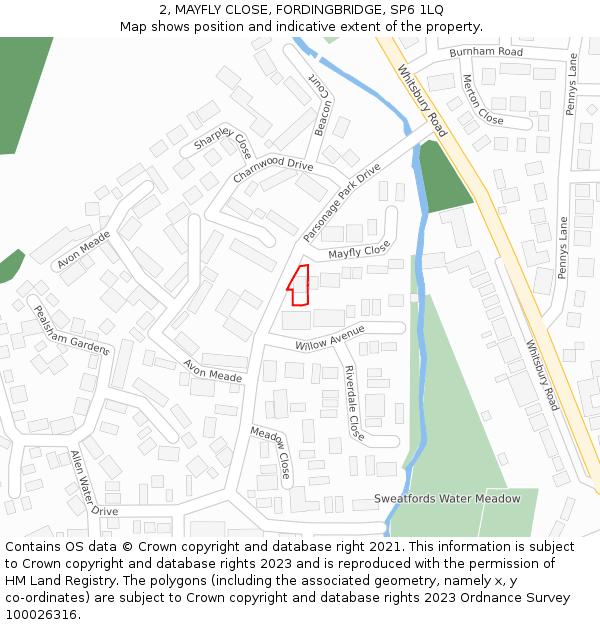 2, MAYFLY CLOSE, FORDINGBRIDGE, SP6 1LQ: Location map and indicative extent of plot