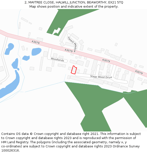 2, MAYTREE CLOSE, HALWILL JUNCTION, BEAWORTHY, EX21 5TQ: Location map and indicative extent of plot