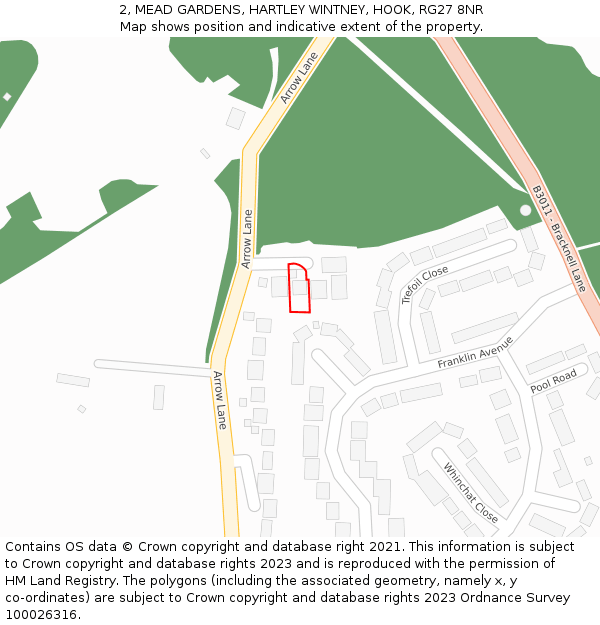 2, MEAD GARDENS, HARTLEY WINTNEY, HOOK, RG27 8NR: Location map and indicative extent of plot