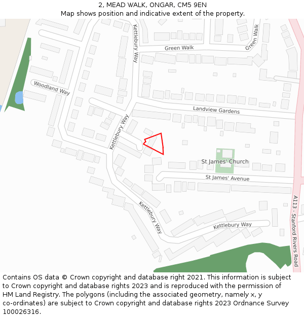 2, MEAD WALK, ONGAR, CM5 9EN: Location map and indicative extent of plot