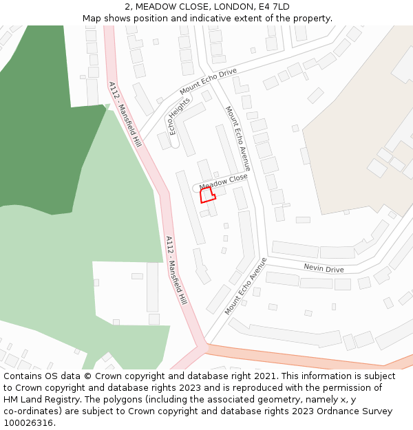 2, MEADOW CLOSE, LONDON, E4 7LD: Location map and indicative extent of plot