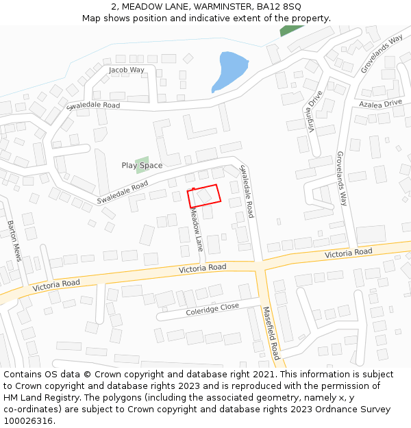 2, MEADOW LANE, WARMINSTER, BA12 8SQ: Location map and indicative extent of plot