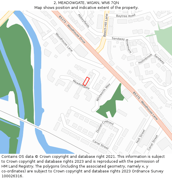 2, MEADOWGATE, WIGAN, WN6 7QN: Location map and indicative extent of plot