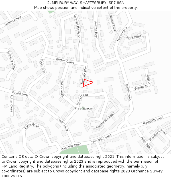 2, MELBURY WAY, SHAFTESBURY, SP7 8SN: Location map and indicative extent of plot