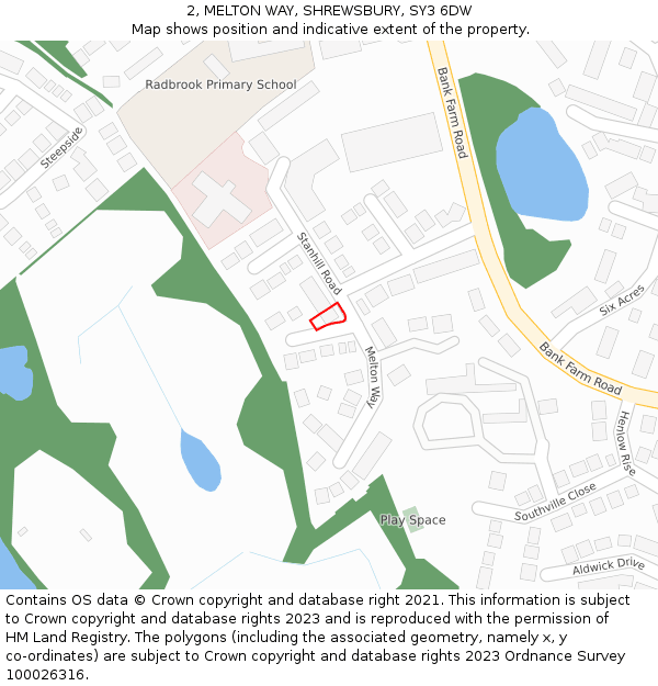 2, MELTON WAY, SHREWSBURY, SY3 6DW: Location map and indicative extent of plot