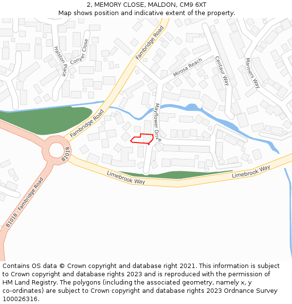 2, MEMORY CLOSE, MALDON, CM9 6XT: Location map and indicative extent of plot