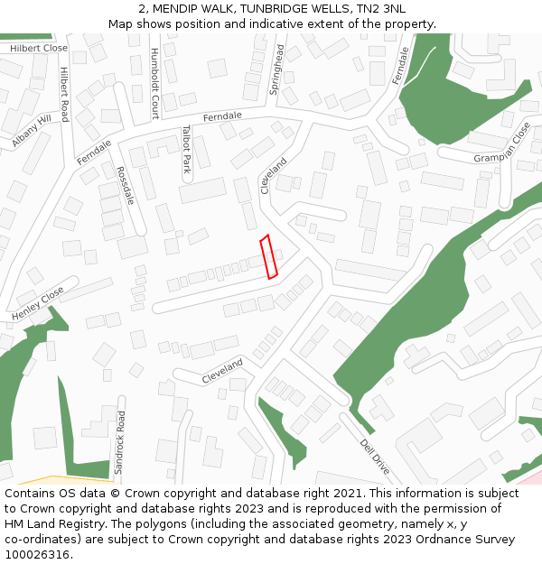2, MENDIP WALK, TUNBRIDGE WELLS, TN2 3NL: Location map and indicative extent of plot