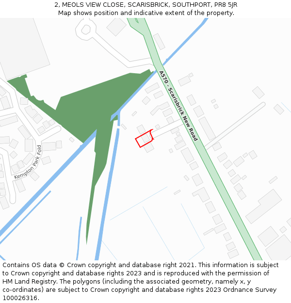 2, MEOLS VIEW CLOSE, SCARISBRICK, SOUTHPORT, PR8 5JR: Location map and indicative extent of plot