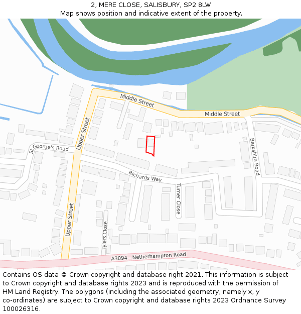 2, MERE CLOSE, SALISBURY, SP2 8LW: Location map and indicative extent of plot