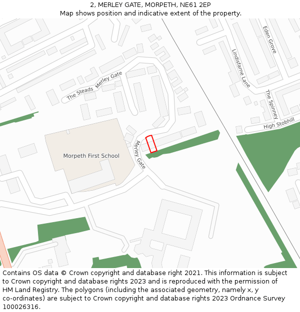 2, MERLEY GATE, MORPETH, NE61 2EP: Location map and indicative extent of plot