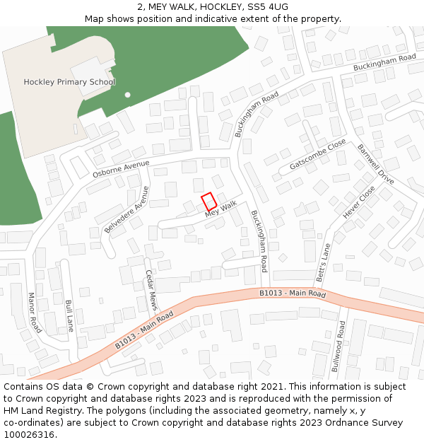 2, MEY WALK, HOCKLEY, SS5 4UG: Location map and indicative extent of plot