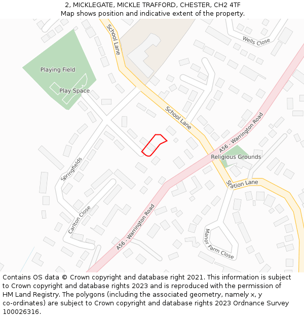 2, MICKLEGATE, MICKLE TRAFFORD, CHESTER, CH2 4TF: Location map and indicative extent of plot