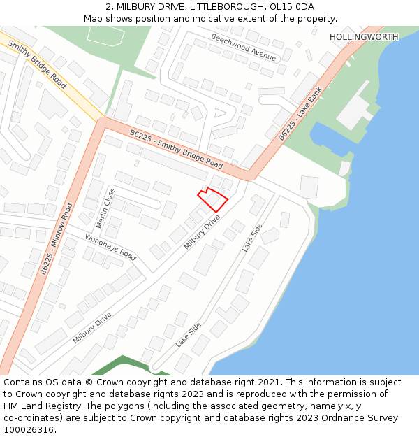 2, MILBURY DRIVE, LITTLEBOROUGH, OL15 0DA: Location map and indicative extent of plot