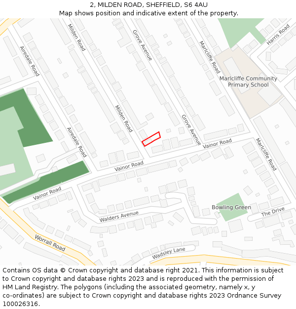 2, MILDEN ROAD, SHEFFIELD, S6 4AU: Location map and indicative extent of plot