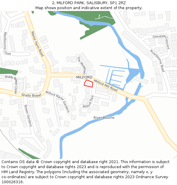 2, MILFORD PARK, SALISBURY, SP1 2RZ: Location map and indicative extent of plot