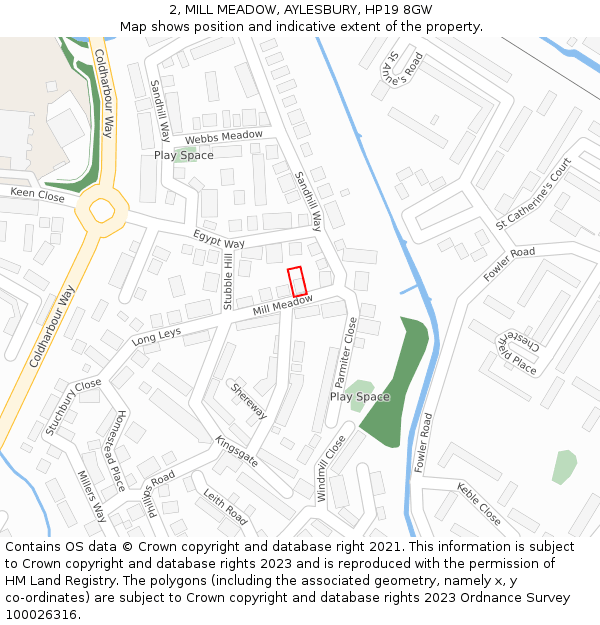 2, MILL MEADOW, AYLESBURY, HP19 8GW: Location map and indicative extent of plot