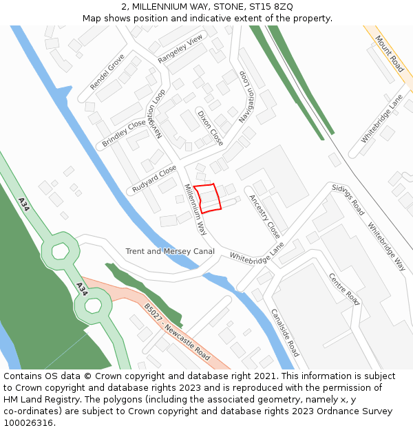 2, MILLENNIUM WAY, STONE, ST15 8ZQ: Location map and indicative extent of plot