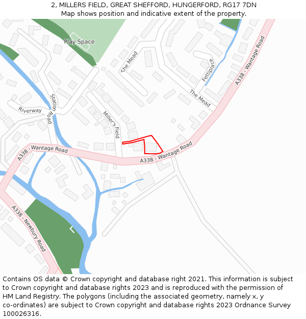 2, MILLERS FIELD, GREAT SHEFFORD, HUNGERFORD, RG17 7DN: Location map and indicative extent of plot