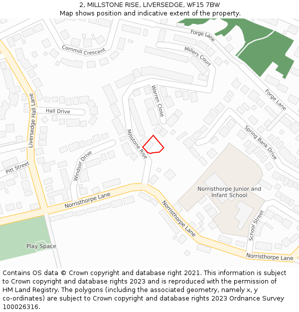 2, MILLSTONE RISE, LIVERSEDGE, WF15 7BW: Location map and indicative extent of plot