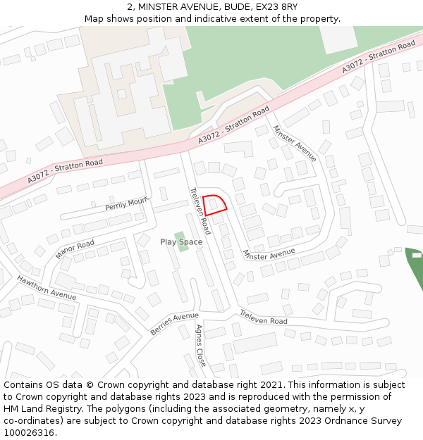 2, MINSTER AVENUE, BUDE, EX23 8RY: Location map and indicative extent of plot