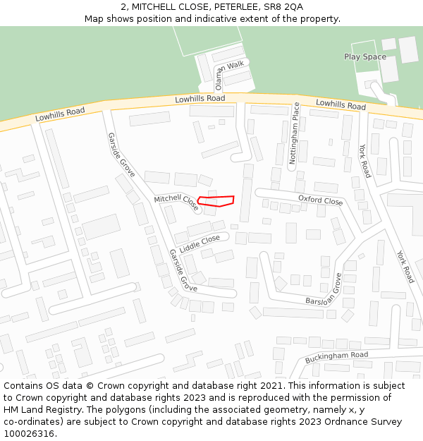 2, MITCHELL CLOSE, PETERLEE, SR8 2QA: Location map and indicative extent of plot