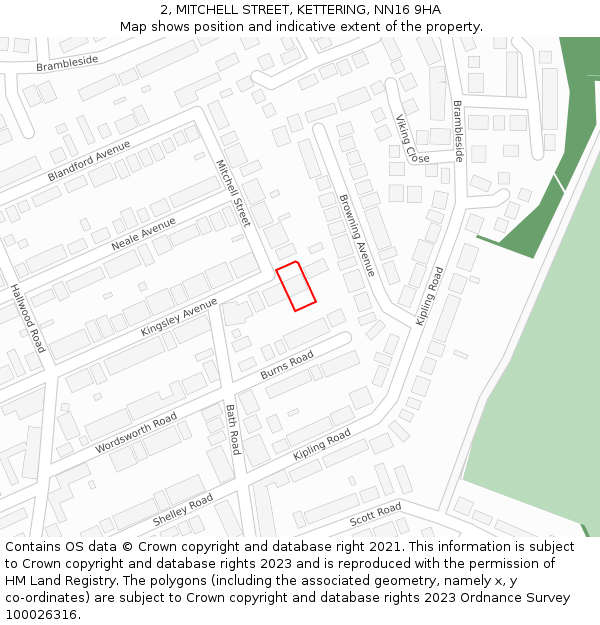 2, MITCHELL STREET, KETTERING, NN16 9HA: Location map and indicative extent of plot