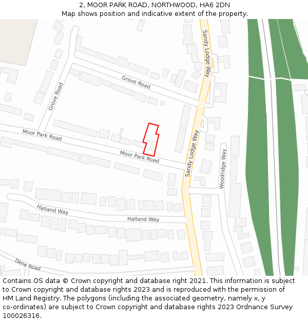 2, MOOR PARK ROAD, NORTHWOOD, HA6 2DN: Location map and indicative extent of plot