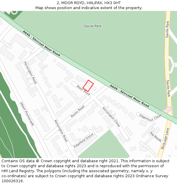 2, MOOR ROYD, HALIFAX, HX3 0HT: Location map and indicative extent of plot