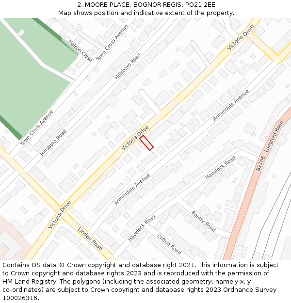 2, MOORE PLACE, BOGNOR REGIS, PO21 2EE: Location map and indicative extent of plot