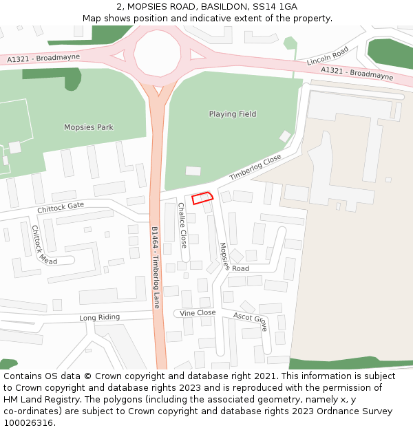 2, MOPSIES ROAD, BASILDON, SS14 1GA: Location map and indicative extent of plot
