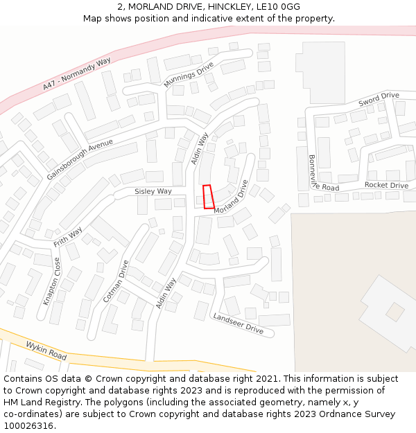 2, MORLAND DRIVE, HINCKLEY, LE10 0GG: Location map and indicative extent of plot