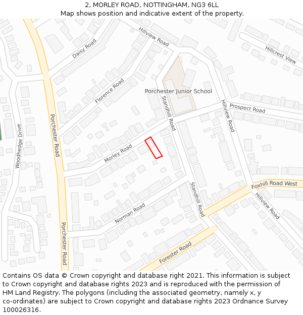 2, MORLEY ROAD, NOTTINGHAM, NG3 6LL: Location map and indicative extent of plot