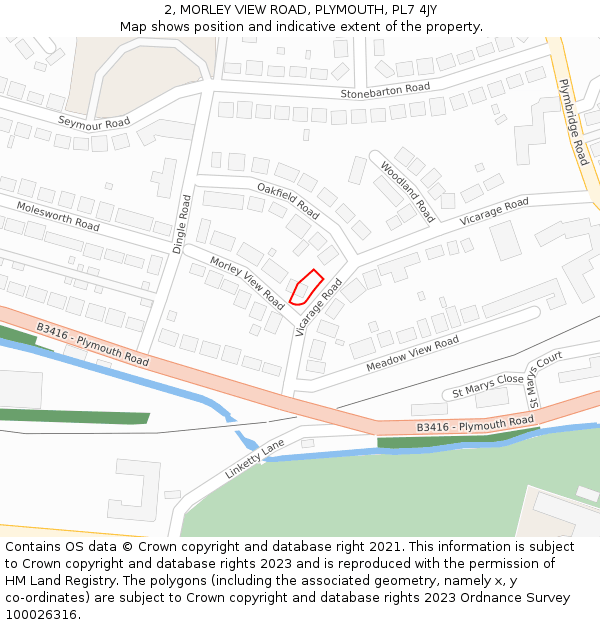 2, MORLEY VIEW ROAD, PLYMOUTH, PL7 4JY: Location map and indicative extent of plot