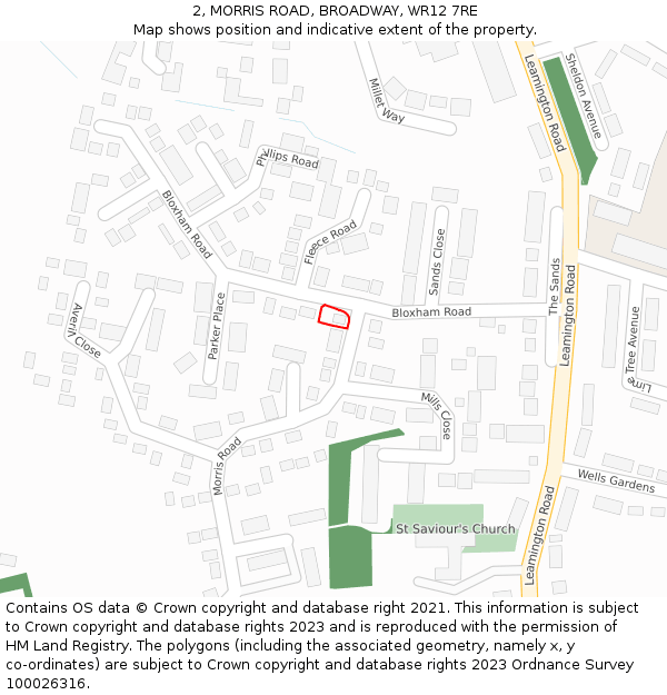 2, MORRIS ROAD, BROADWAY, WR12 7RE: Location map and indicative extent of plot