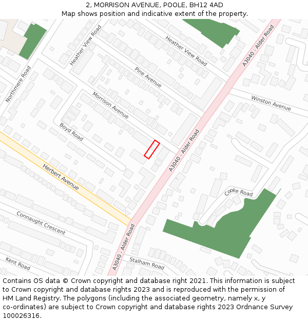 2, MORRISON AVENUE, POOLE, BH12 4AD: Location map and indicative extent of plot