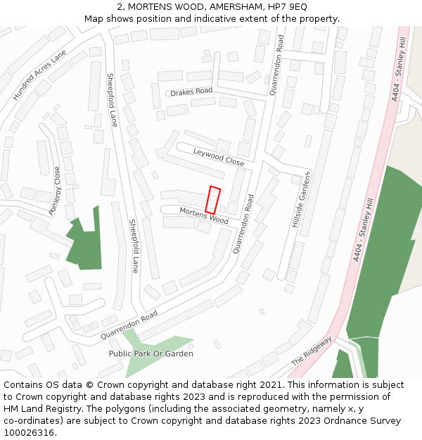 2, MORTENS WOOD, AMERSHAM, HP7 9EQ: Location map and indicative extent of plot