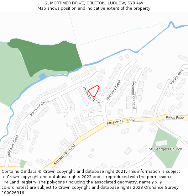 2, MORTIMER DRIVE, ORLETON, LUDLOW, SY8 4JW: Location map and indicative extent of plot