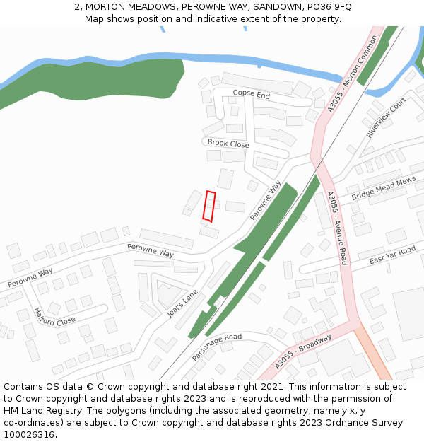 2, MORTON MEADOWS, PEROWNE WAY, SANDOWN, PO36 9FQ: Location map and indicative extent of plot