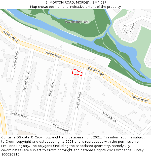 2, MORTON ROAD, MORDEN, SM4 6EF: Location map and indicative extent of plot