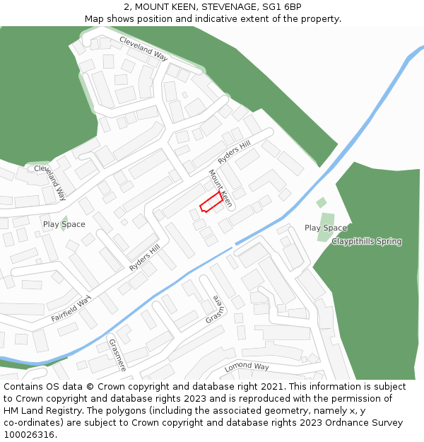 2, MOUNT KEEN, STEVENAGE, SG1 6BP: Location map and indicative extent of plot