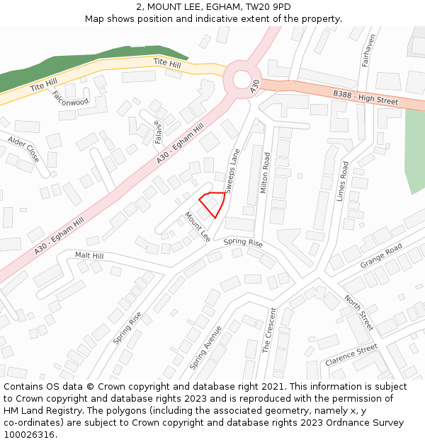 2, MOUNT LEE, EGHAM, TW20 9PD: Location map and indicative extent of plot
