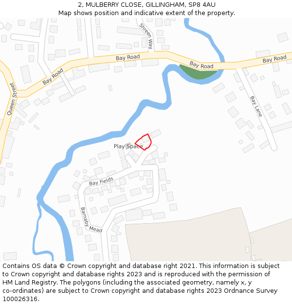 2, MULBERRY CLOSE, GILLINGHAM, SP8 4AU: Location map and indicative extent of plot