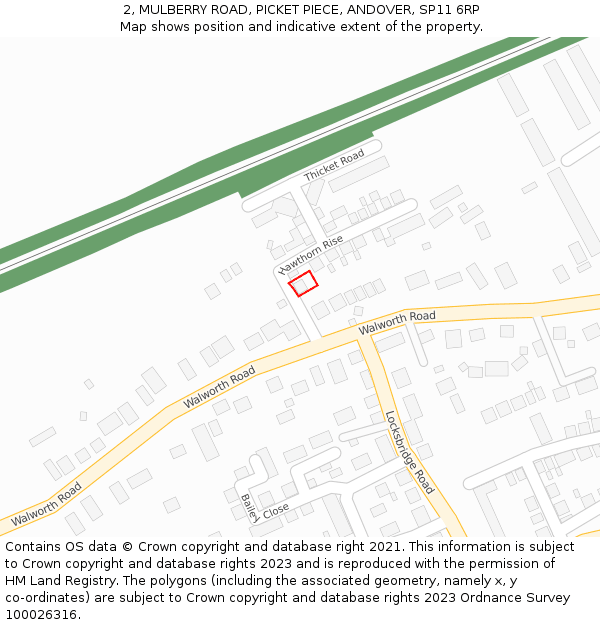 2, MULBERRY ROAD, PICKET PIECE, ANDOVER, SP11 6RP: Location map and indicative extent of plot