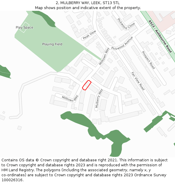 2, MULBERRY WAY, LEEK, ST13 5TL: Location map and indicative extent of plot