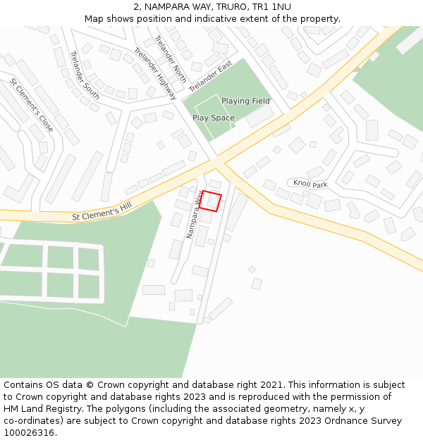 2, NAMPARA WAY, TRURO, TR1 1NU: Location map and indicative extent of plot