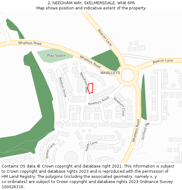 2, NEEDHAM WAY, SKELMERSDALE, WN8 6PR: Location map and indicative extent of plot