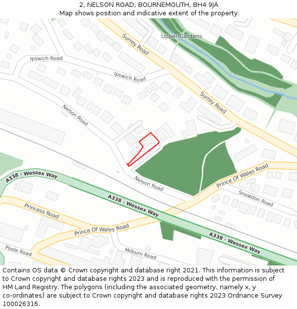 2, NELSON ROAD, BOURNEMOUTH, BH4 9JA: Location map and indicative extent of plot